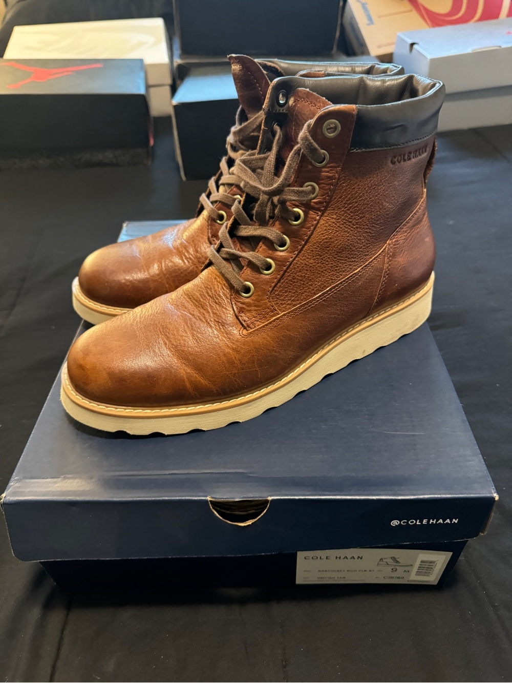 Cole Haan Brown Leather Lace-Up Boot Mens Size 9